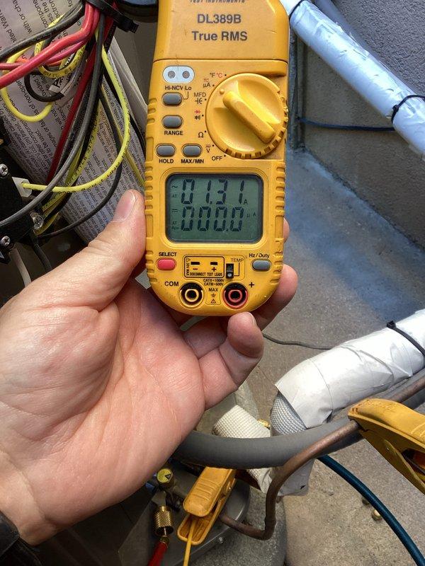 Completed preventive maintenance on 2-year-old cooling system with outdoor condenser unit and basement furnace. Performed comprehensive system diagnostics using digital multimeter to verify electrical readings and component functionality. Inspected evaporator coil, ductwork, and refrigerant lines; all components operating within normal parameters with no issues identified.