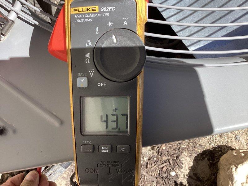 Completed annual cooling maintenance on a 4-year-old residential HVAC system with furnace located in basement and condensing unit in yard. Performed comprehensive inspection of air conditioning components, verified system temperatures using calibrated instrumentation showing 43°F readings, and inspected all accessible ductwork and refrigerant lines. System operating within normal parameters with no issues identified during maintenance visit.