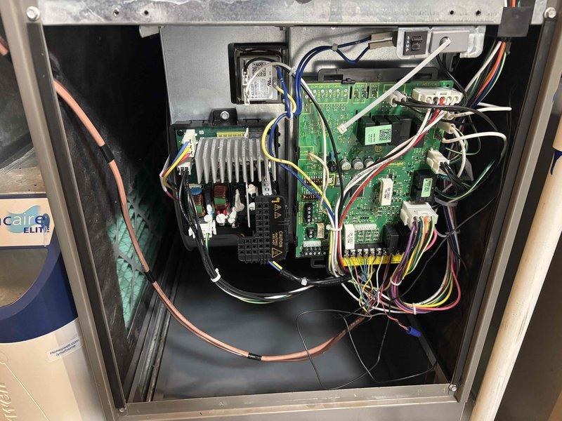 Completed annual heating maintenance on a 9-year-old furnace located in basement. Performed comprehensive inspection of gas burner assembly, confirmed clean ignition and proper flame characteristics across all burner ports. Inspected control board, heat sink, and electrical connections within the control panel, verified all wiring and components in good operating condition. System operating within normal parameters with no issues reported or identified during maintenance visit.