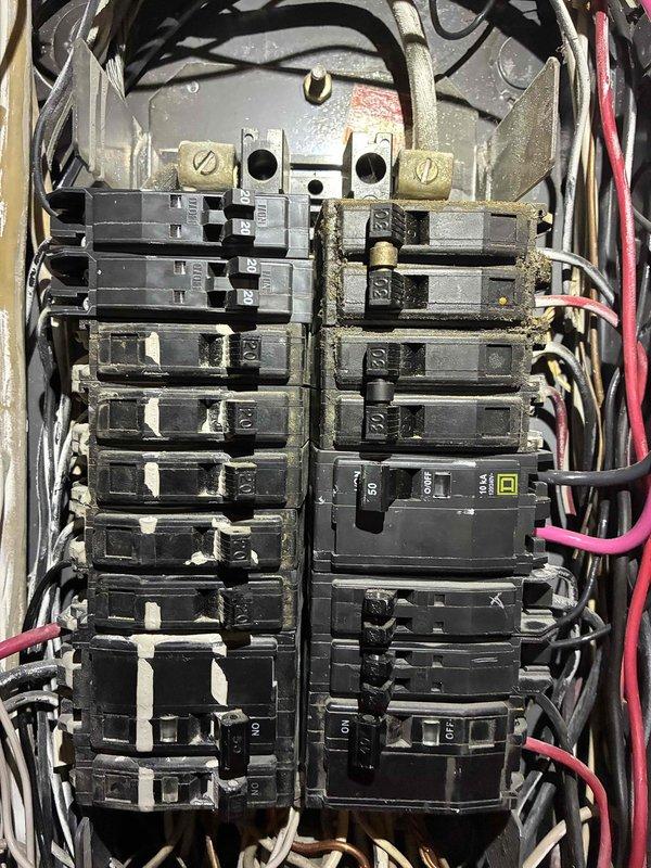 Completed annual membership electrical maintenance inspection and safety evaluation. Performed comprehensive assessment of main electrical panel, documenting existing conditions including aged wiring with visible heat discoloration and deteriorated insulation throughout the breaker box. Inspected all circuit breakers for proper operation, verified connections at bus bars, and evaluated overall panel integrity. Noted significant wire degradation, tangled conductor arrangement, and dust accumulation requiring attention. Photographed panel conditions for customer records. Advised property owner of findings and recommended scheduling follow-up service to address deteriorated wiring conditions and improve electrical safety compliance.