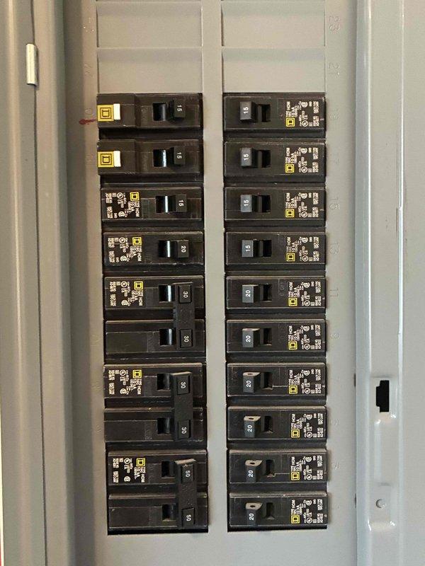 Completed annual electrical maintenance visit as part of membership plan. Performed comprehensive inspection of main electrical panel, verifying proper operation of all circuit breakers including Square D brand breakers in dual-column configuration. Inspected exterior electrical components and conduit connections, confirming secure mounting and weatherproofing of junction boxes and PVC conduit systems. All breakers tested for proper switching function, panel found clean with no signs of overheating, corrosion, or safety concerns, and system operating within normal parameters.