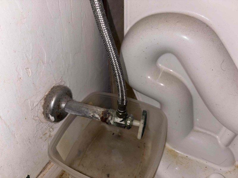 Responded to multiple fixture leaks in upstairs bathroom and downstairs kitchen. Addressed leaking bathtub faucet and kitchen faucet by inspecting supply connections, angle stop valves, and flexible braided supply lines. Replaced corroded shut-off valves showing significant rust and oxidation at wall connection points. Installed new chrome-finished angle stop valves and braided stainless steel flex lines to restore proper water control and eliminate active leaks. All fixtures tested and verified leak-free upon completion.