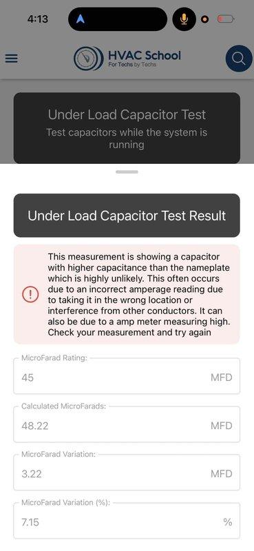 Performed follow-up maintenance on residential AC system as part of Member Maintenance 5-9 service. Conducted comprehensive electrical diagnostics including amperage draw testing showing 105A and performed under-load capacitor analysis on the run capacitor. Capacitor testing revealed a 45 MFD rated capacitor measuring 48.22 MFD actual capacitance, representing a 7.15% variance from nameplate specifications, which falls within acceptable operating parameters for the system.