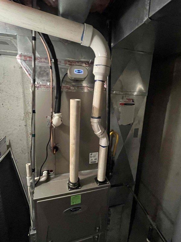 Assessed two 9-year-old AO Smith ProLine 40-gallon water heaters that had previously been exposed to excessive water pressure (approximately 120 PSI) prior to PRV installation. Provided estimate for removal of both existing units and replacement with a single 50-gallon water heater, including code compliance upgrades: replacement of broken 2-gallon expansion tank, upgrading undersized 3-inch exhaust venting to proper diameter, installation of required drip leg on gas line, updated earthquake strapping, and replacement of 2-3 inches of PEX piping near PRV with copper line.