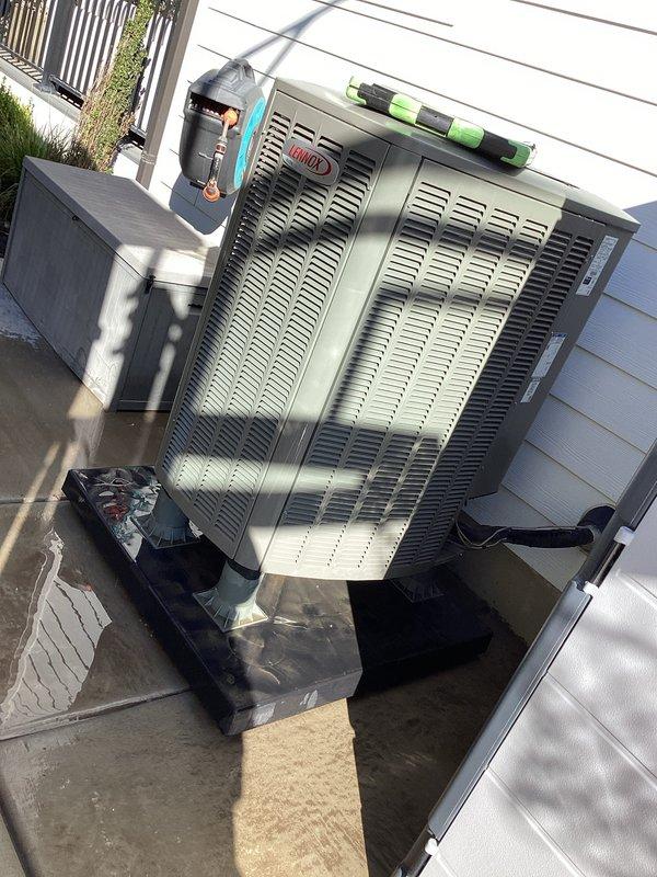 Completed annual maintenance on Lennox heat pump system as part of membership plan. Performed comprehensive inspection and tune-up of indoor furnace unit located in basement and outdoor condensing unit on south side of property. Verified all refrigerant lines, electrical connections, condensate drainage system, and ductwork operating within manufacturer specifications. System installed in 2024 and functioning properly with no issues identified during inspection.