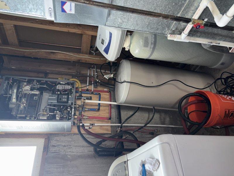 Performed routine maintenance flush on a 5-year-old tankless water heater located in the basement. Completed descaling procedure to remove mineral buildup and ensure optimal performance and efficiency of the unit.