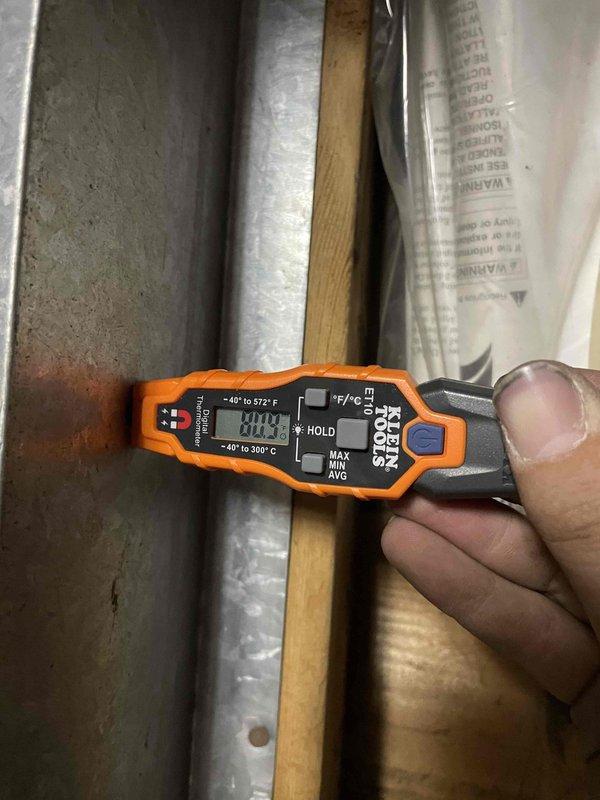 Completed comprehensive HVAC maintenance inspection including AC tuneup with verified refrigerant pressures and airflow measurements within normal operating parameters. During furnace tuneup and combustion analysis, identified elevated carbon monoxide levels exceeding 200 PPM in flue gases during second stage heating operation, which falls outside acceptable range of under 100 PPM. Documented electrical amperage readings at 80.5 amps and inspected flame sensor assembly components. Recommended ultimate cleaning and efficiency adjustment service to address combustion issue and restore safe CO levels to optimal 7-20 PPM range, and provided filter replacement options for ongoing maintenance.