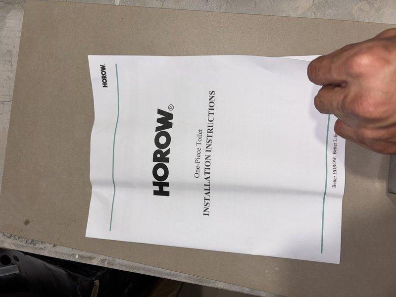 Installed two HOROW one-piece skirted toilets in residential basement following remodel completion. Set both fixtures to proper floor flanges, ensuring secure mounting and proper seal installation per manufacturer specifications. Verified water supply connections and tested flush mechanisms for proper operation on both units.
