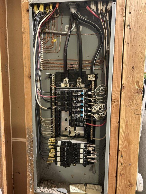 Completed comprehensive electrical maintenance inspection on residential property. Performed thorough examination of main electrical panel, verifying proper circuit breaker operation, checking all wire connections for tightness and signs of overheating, and inspecting copper ground wire bundles for integrity. Evaluated exterior meter panel and disconnect switch, confirming secure wire terminations and proper function of electrical contactor. All electrical components found to be operating within normal parameters with no immediate safety concerns identified.