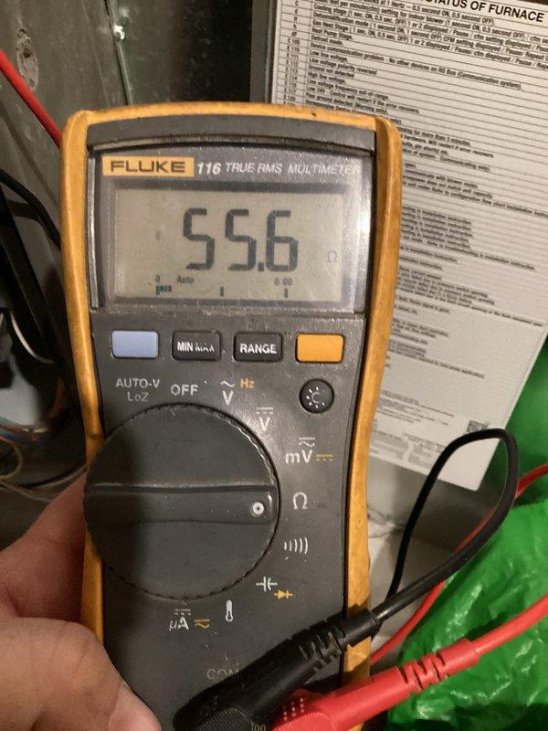 Performed a complete seasonal maintenance inspection on a 9-year-old Lennox gas furnace, including visual inspection of the condensate drain and PVC venting/combustion air piping, with no signs of leaks, corrosion, or rust. Tested electrical components with a multimeter, recording a resistance reading of 55.6 ohms, and reviewed the furnace status code panel to verify proper system operation. No issues were reported by the customer, and the equipment was found in good working condition.