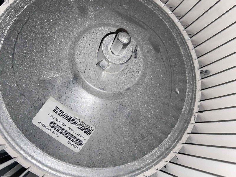 Performed a scheduled membership maintenance inspection on a one-year-old Carrier HVAC system located in the basement. Accessed and inspected the blower assembly, documenting the blower wheel condition with photos; the wheel was dusty with lint buildup on the blades but intact, with no visible rust, cracks, or frost. Also evaluated the customer-reported front doorbell malfunction, which is likely due to a faulty doorbell transformer that may require replacement.