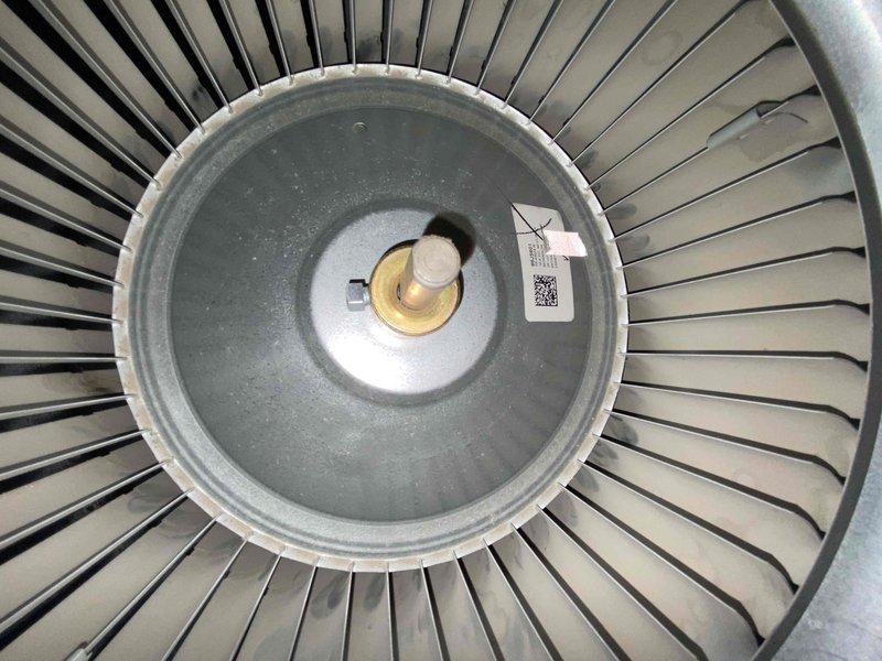 Performed routine heating maintenance on the furnace, inspecting the blower assembly and burner compartment. The blower wheel showed moderate dust and debris accumulation on the blades. The borescope inspection of the burner section found heavy corrosion and scaling on the burner tubes and heads, with rust and crusty deposits indicating deterioration that should be monitored and evaluated for further service or repair.