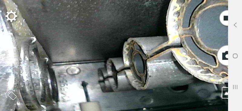 Performed routine heating maintenance on the furnace, inspecting the blower assembly and burner compartment. The blower wheel showed moderate dust and debris accumulation on the blades. The borescope inspection of the burner section found heavy corrosion and scaling on the burner tubes and heads, with rust and crusty deposits indicating deterioration that should be monitored and evaluated for further service or repair.