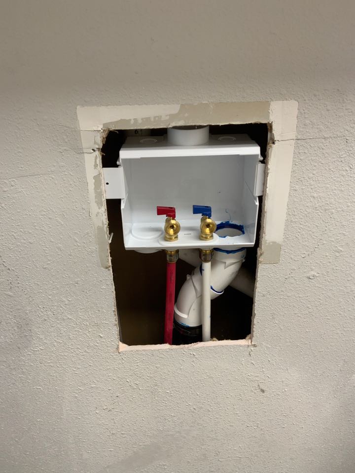Installed new washer box with valves 