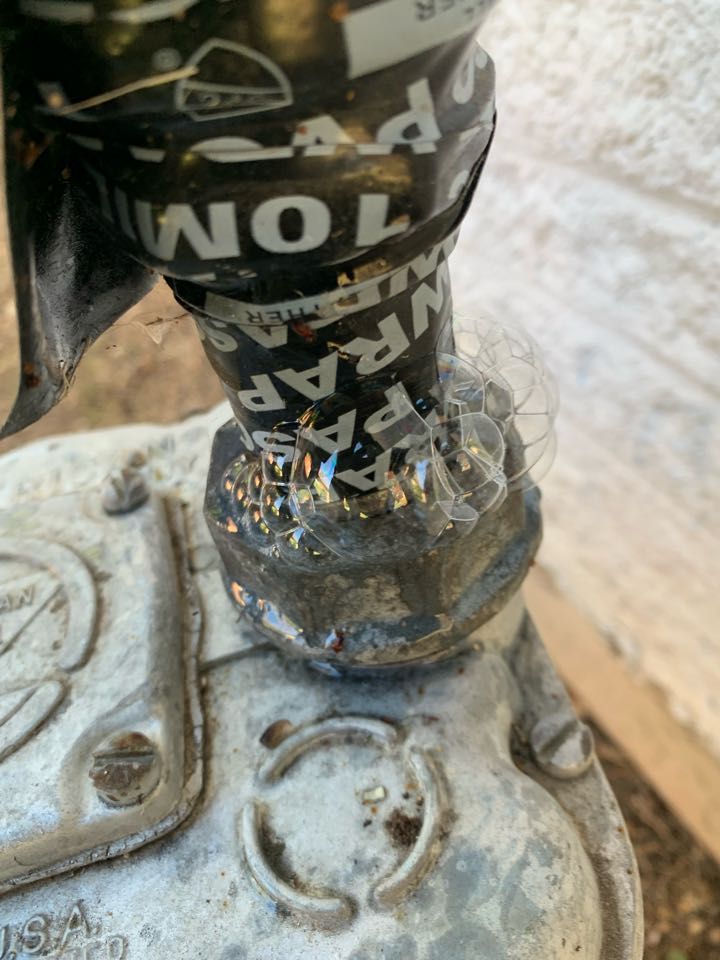 Repaired gas leak near city gas meter connection 