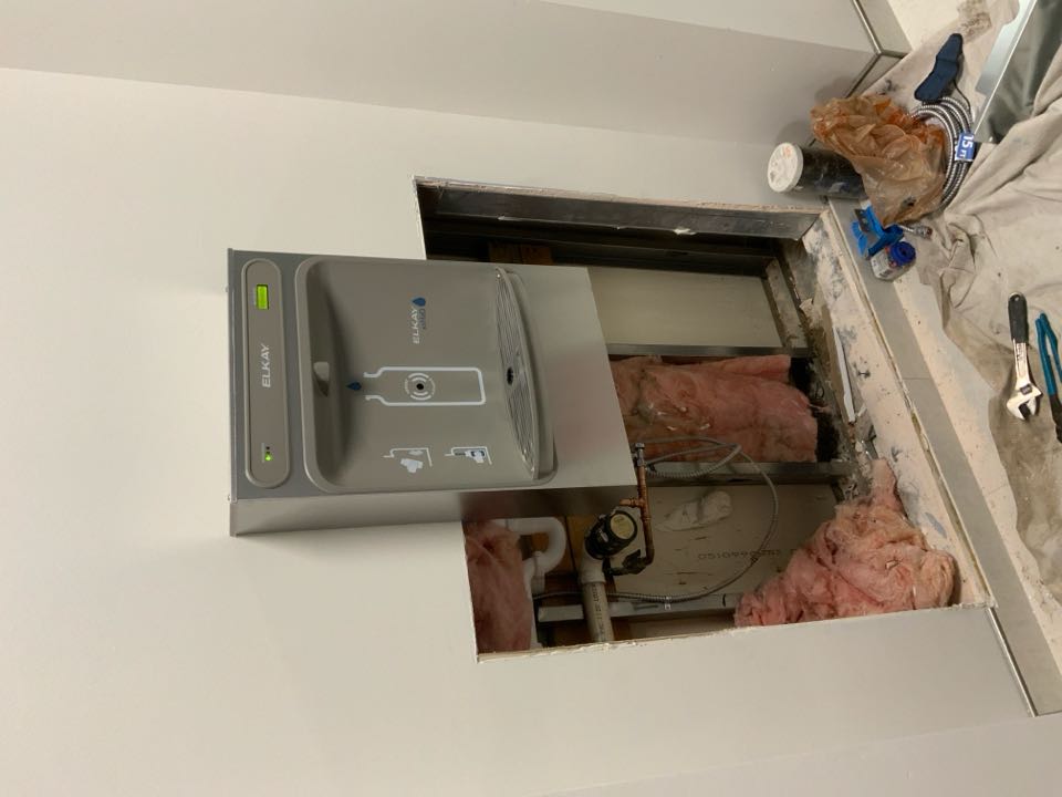 Installed new Elkay bottle filler drinking fountain 