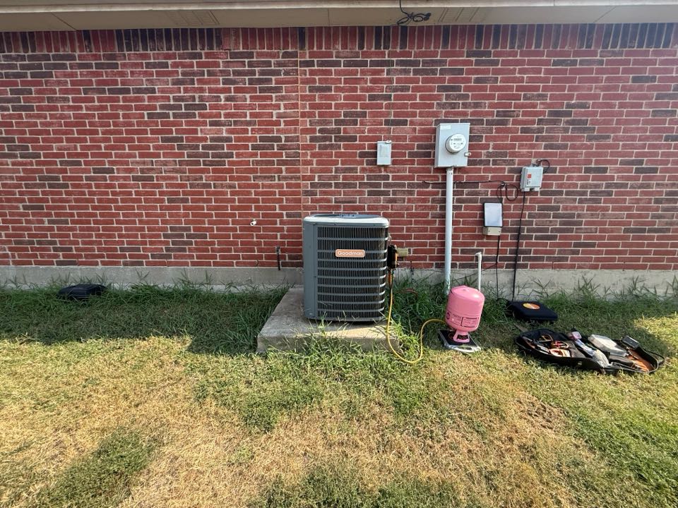 Provided service diagnostic and refrigerant adjustment on a Goodman system in Little Elm.