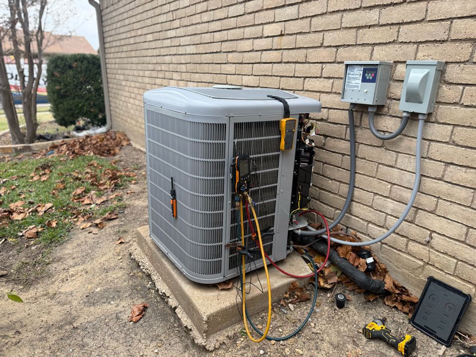 Completed annual heating tune up and safety inspection along with filter change on a Carrier Infinity heat pump system in The Colony.