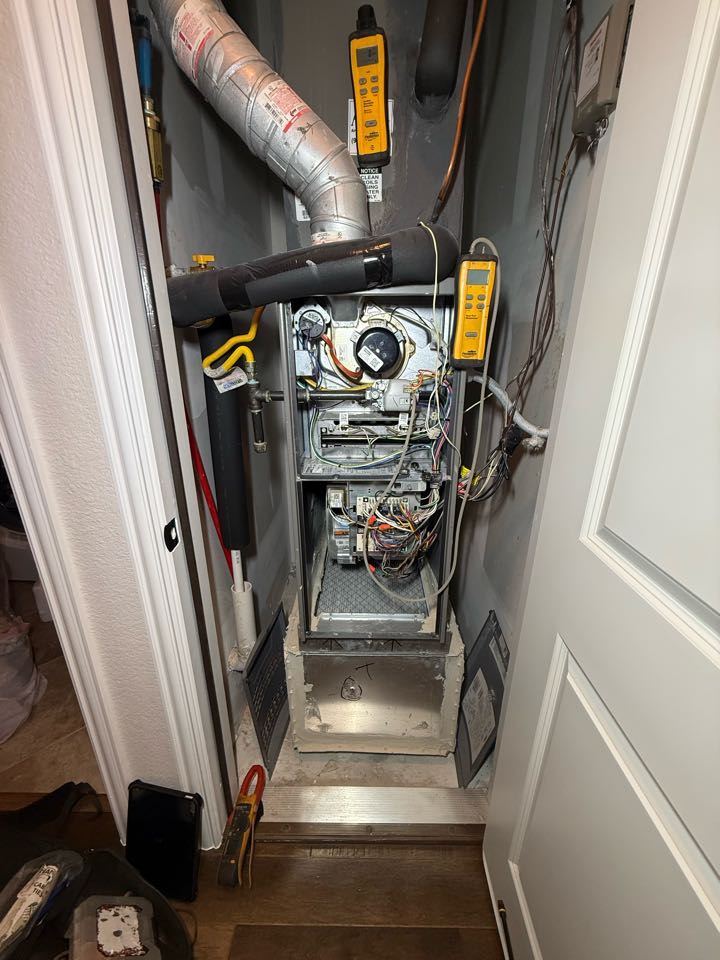 Performed annual heating tune up and safety inspection on a Lennox gas furnace in Frisco Lakes.
