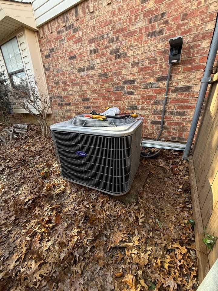 Performed annual heating heat pump tune up and safety inspection along with filter change on Carrier system in The Colony.