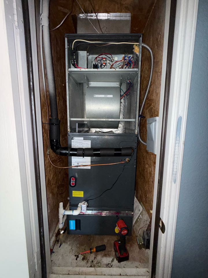 Completed heat pump heating maintenance on 2017 Goodman unit in little elm 