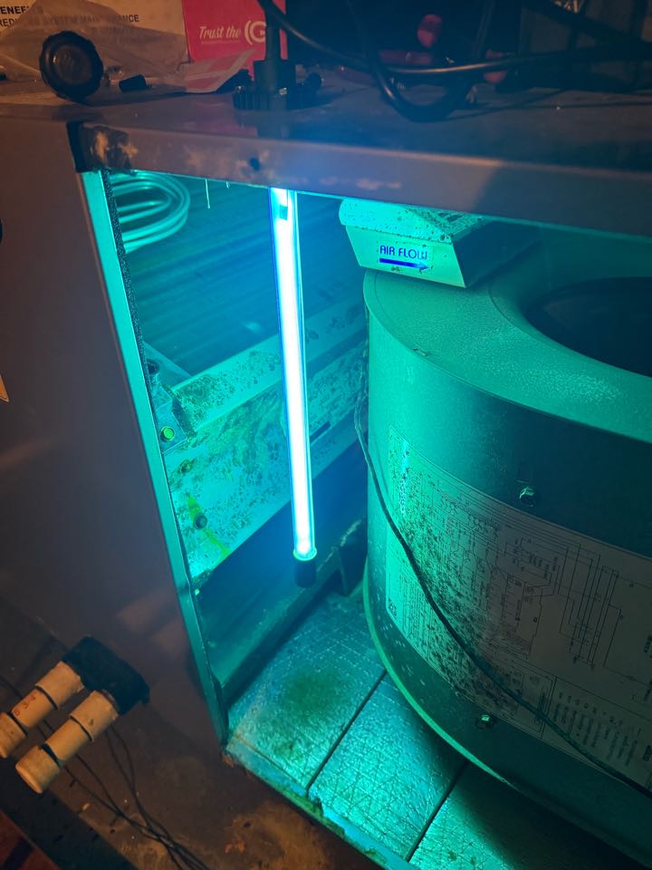 Heat pump maintenance and UV light installation.
