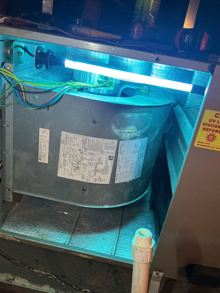 Installed UV light on a carrier air handler