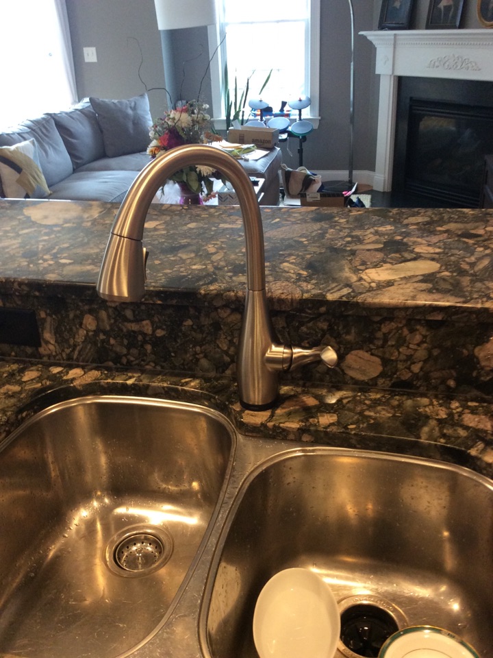 Install customer supplied kitchen faucet. Delta Touch faucet