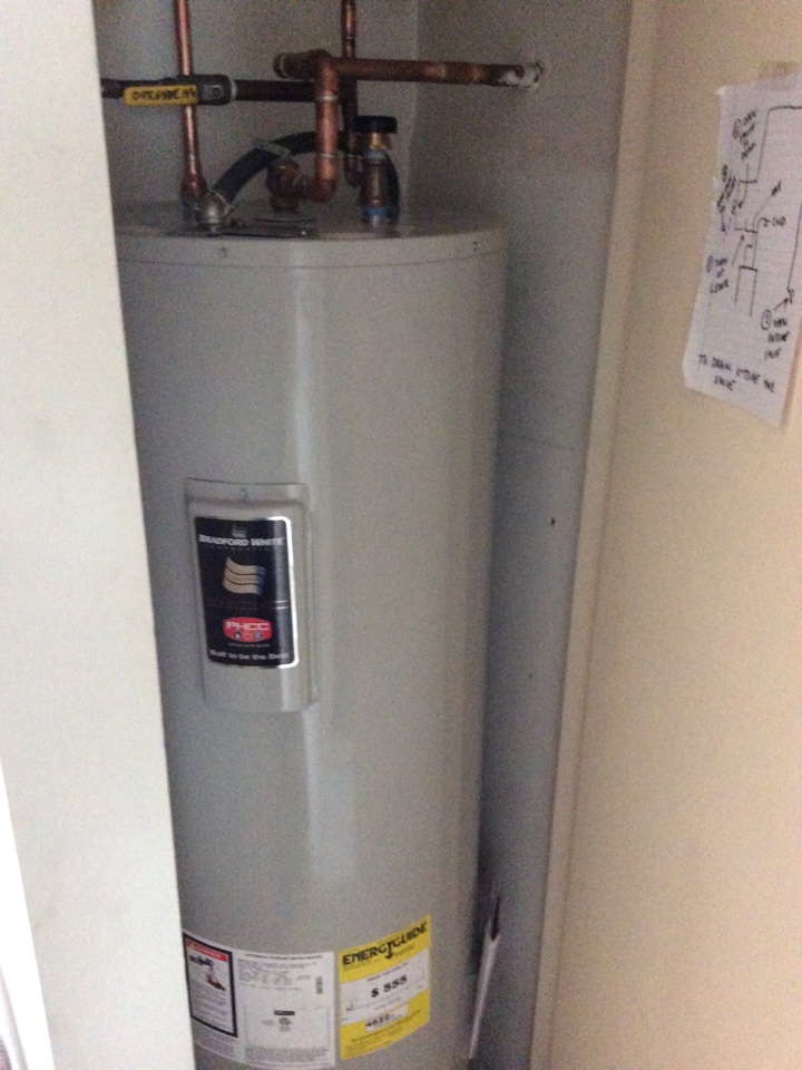 Installed 40 gallon Bradford white water heater