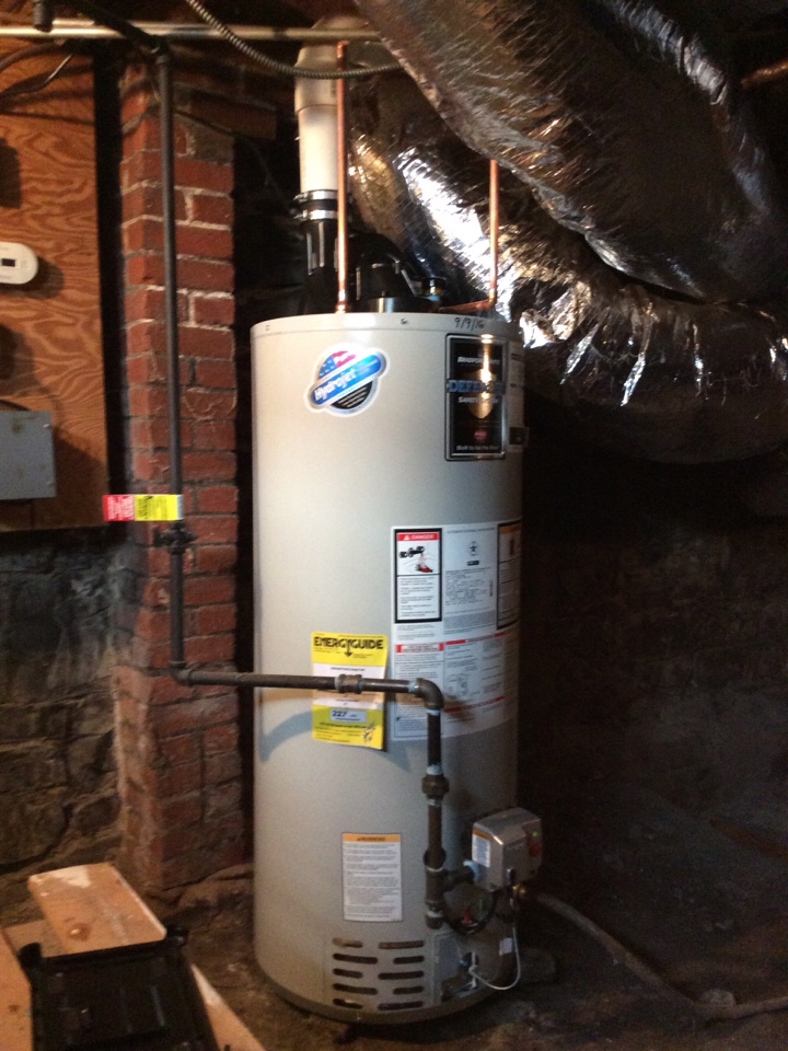 Install new 40 gallon gas power vented water heater