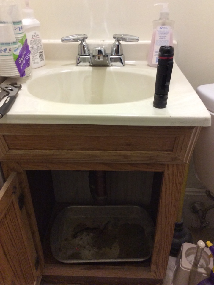 Snaking a bathroom sink at a therapist office in Cambridge 