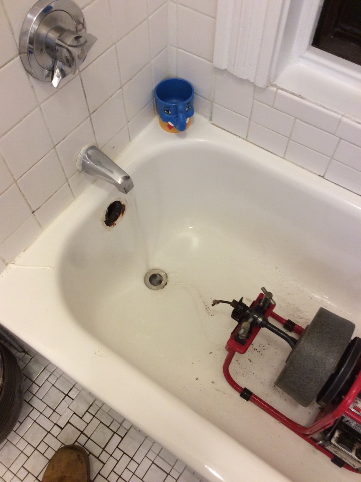 Had to snake out a bathtub drain that was completely stopped up. I was able to clear the line and get it and the sink draining properly