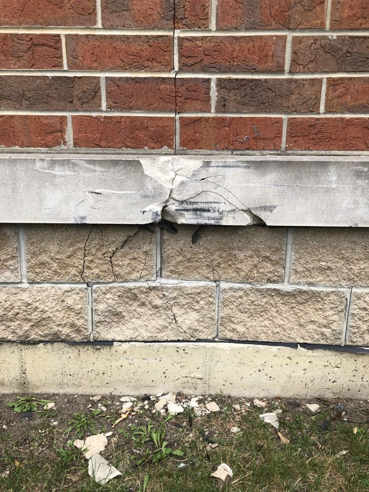 Elk Grove Village, IL - On site of a senior citizen apartment complex in Elk Grove Village today for an estimate on this elevation that was struck by a vehicle. Major Brick & Stone repair needed along with re leveling of brick and spot tuckpointing. Trust in North Shore, we got you covered. Elk Grove Village, IL - On site of a senior citizen apartment complex in Elk Grove Village today for an estimate on this elevation that was struck by a vehicle. Major Brick & Stone repair needed along with re leveling of brick and spot tuckpointing. Trust in North Shore, we got you covered.