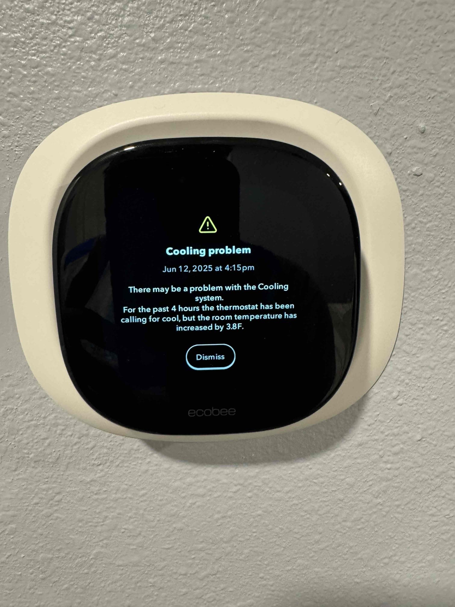 No cool
Homeowner states system worked fine before he went out of state but came back to find system no longer cooling. Recently installed ecobee thermostat.

Ecobee thermostat is wired and working properly
Found system on high pressure lockout. Reset fault and unit runs for about 20 minutes before lockout reoccurs.

Informed homeowner to repair, system needs to be removed from the closet to replace part. Otherwise, we can replace the system. Office will call to provide repair price. Sent system replacement estimate. 