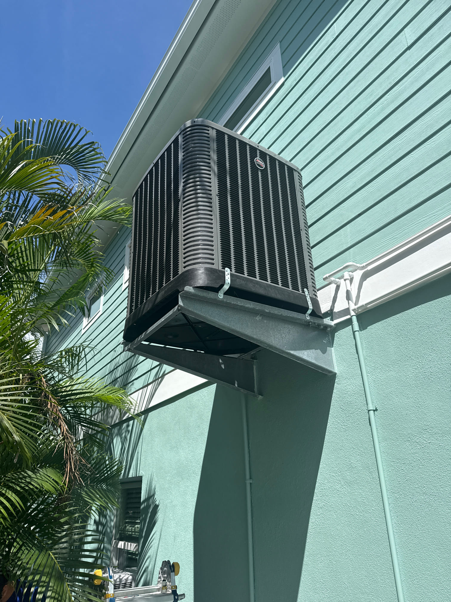 Furnish and install the following 
3 ton Ruud 15.2 SEER2 heat pump split system with 5kw heater
Bring Plywood 
Genie lift
Anchor condenser
1” filter rack
Primary float
Clear drain
Uv rated armoflex for outdoor copper
Refrigerant locking caps
Remove existing equipment 
Connect to existing ducts and electric 
Seal unit to code
Program existing thermostat
10 year parts warranty 
3 year labor warranty 
Tax labor and permit included 
Includes refund of $95 service fee.