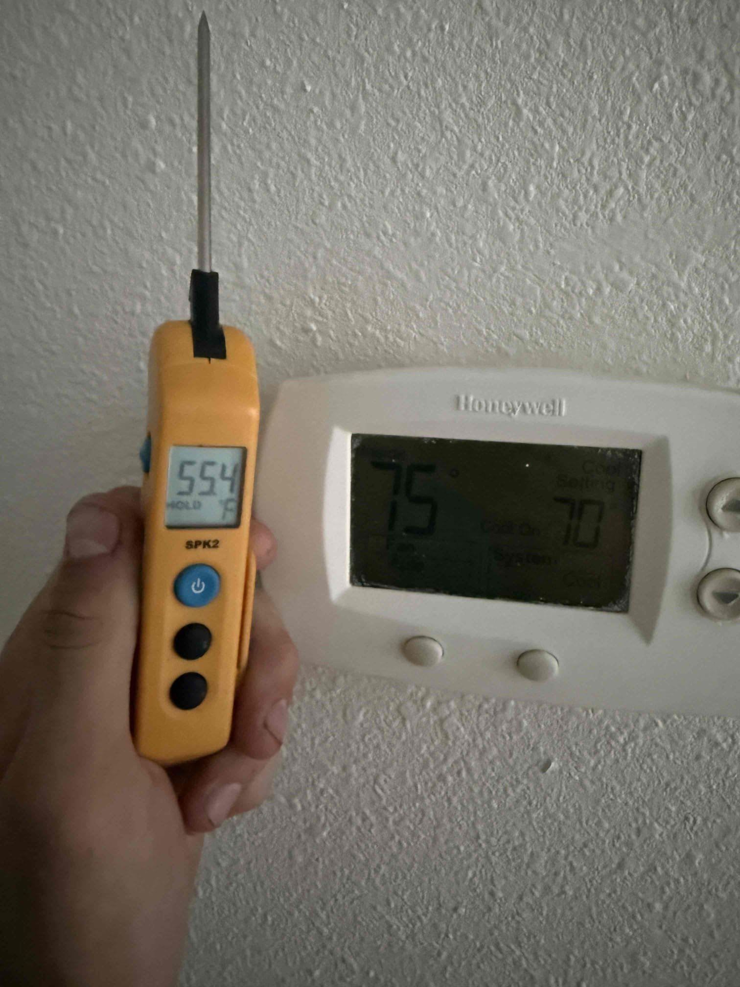 Performed an in place evaporator coil clean. Replaced UV insulation and indoor insulation on suction lines. Charge system with 2 pounds of refrigerant. Achieved a superheat of 6 to 8°. System is cooling properly at this time. Next maintenance will check pressures to determine if there is a leak within the system. System temperature split is 20°.