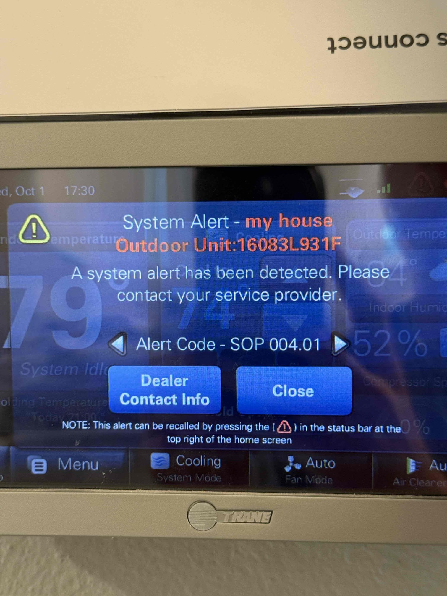 Upon my inspection, found error codes on Trane communicating inverter system. 
Air handler error: ALERT 1 AFC CNT FLT-EVC
Condenser CDV error: Unit Bus com error
Found corrosion on inverter control board at condenser unit. Noticed snake skin, mud robber nest, and the smell of something dead behind the control board cover. The corrosion was present on the CDV plug as well as further down the board. 
Cleaned off corrosion carefully with finger and restarted the whole system. Went through all other error codes with service manual. Cleared all codes out of history. System is cooling with good pressures and a 23° temperature split at this time. Verified all components are communicating properly at this time.  If problem occurs again, possible control board replacement or system replacement given the age of the system and cost of a new board out of warranty. 
Model# 4TWV8024A1000BA
Serial # 16083L931F