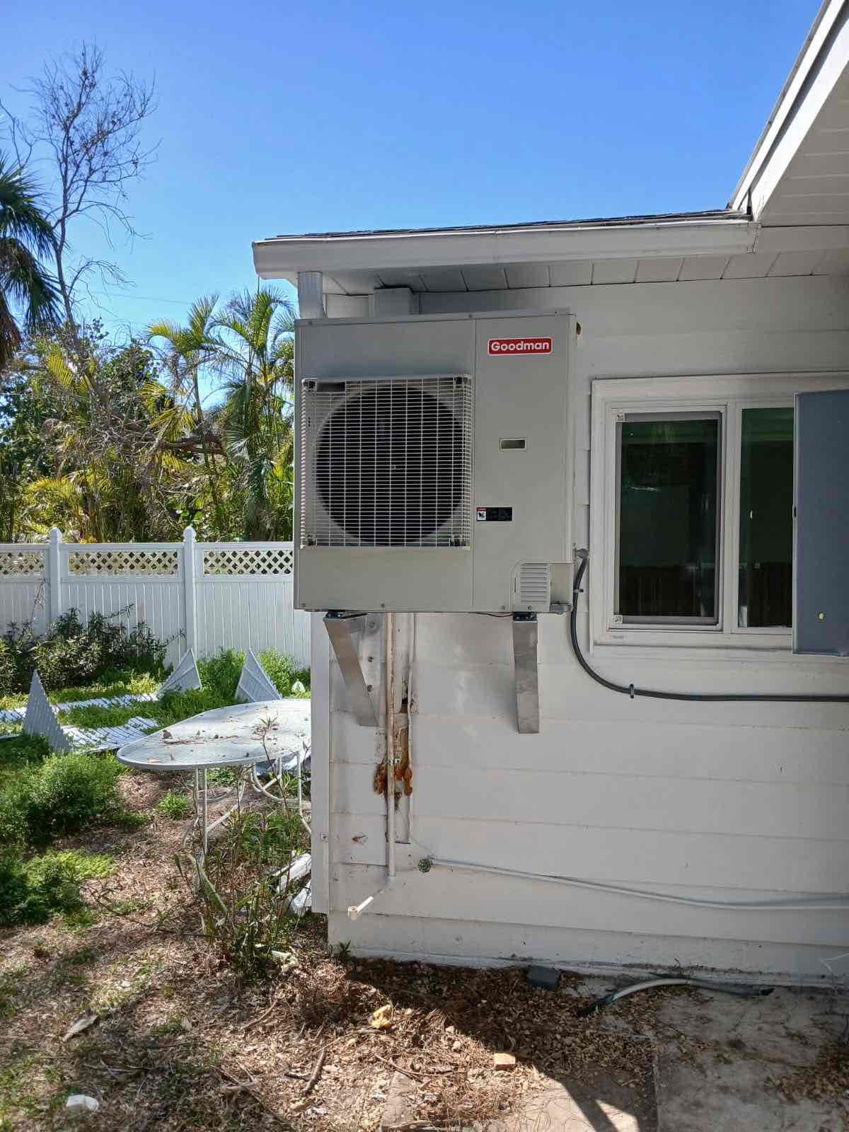 3.5 ton Ruud 16 seer heat pump
2 stage compressor
10 year parts warranty
5 year labor warranty
-Hurricane pad
-Tiedowns
-UV rated armorflex
-Replace breakers as needed
-Drain pan
-Safeties
-UV light
-WiFi thermostat 
-More airflow to back bedrooms
-Seal to existing plenums
-Flush drain
-Vacuum lines under 500 microns
-Start up and verified proper operation

Extra
System 