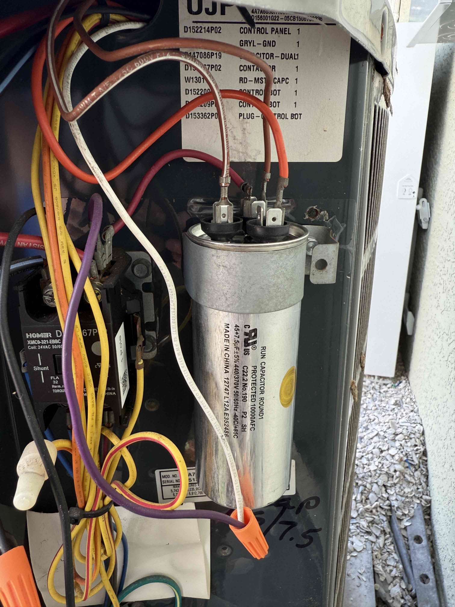 Upon my inspection, found water in safety float switch trap. Performed drain cleaning/treatment and tested safety switch. Safety switch is faulty. Replaced safety switch. Upon further inspection, found a weak capacitor. Replaced capacitor. System has high head pressure and high subcool. Fan motor is intermittently failing but client would not like to replace at this time. Fan motor installed is aftermarket. Cleaned condenser coils. Tested cooling and heating. Cooling temperature split is 16°. Heating temperature split is good. 

Sending quote for OEM fan motor replacement with 1 year warranty. 
Discussed the possibility of installing a new system given the age of the existing system and the cost of future repairs. 