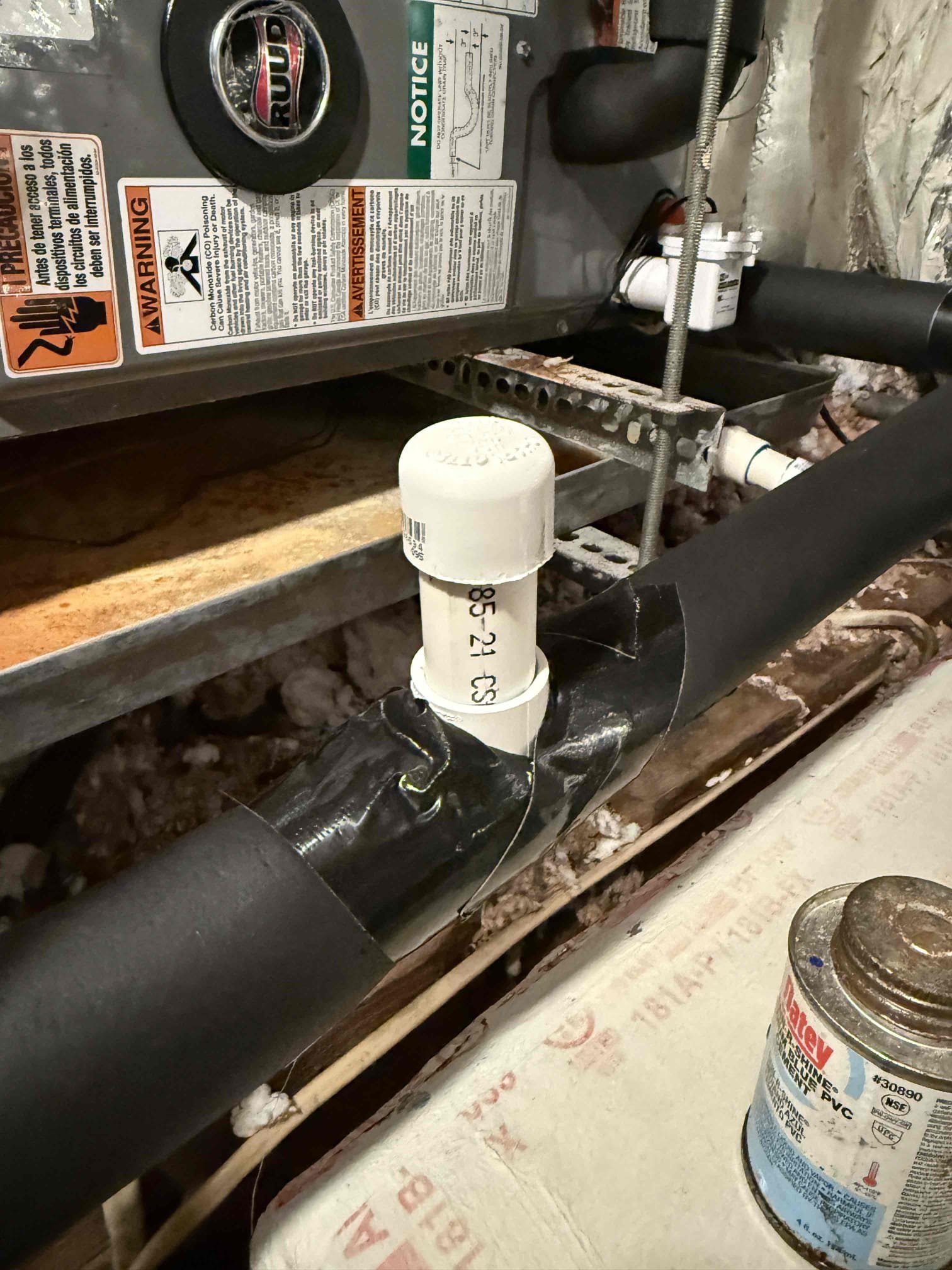 Performed Maitenences on systems. Cleaned/treated drain lines and primary drain pans. Cleaned condenser coils. Evaporator coils are clean. Verified safety float switchs functionality. Checked amp draw on compressors. Checked amp draw on fan motors. Checked capacitors are within factory range. Made sure all connections are tight. Systems are cooling with 20° temperature splits at this time. Verified systems heat properly. 

Strapped up drain line on Ruud system air handler in attic. 

Found a duct run touching another duct and strapped it up to prevent moisture. Will look at it again in the summer time during next Maitenences. 