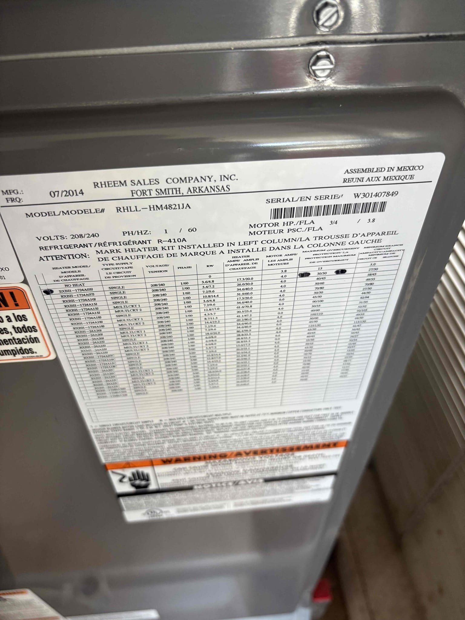 Performed Semi Annual Tuneup 

Condenser located on roof (elevator A to roof)

Condenser Recommendations 
-filter drier starting to rust out (recommend moving to interior)
-motor grate is starting to rust out (recommend replacing 
-Motor is starting to pull higher amps (potential failure point)

Air Handler Recommendations 
-current air purifier failed (recommend replacing to mitigate growth)
-air handler coils starting to rust (potential failure point)

Cleared drain line and drain pan 

Checked heating and cooling 

Checked starting components 

Unit is currently operating 