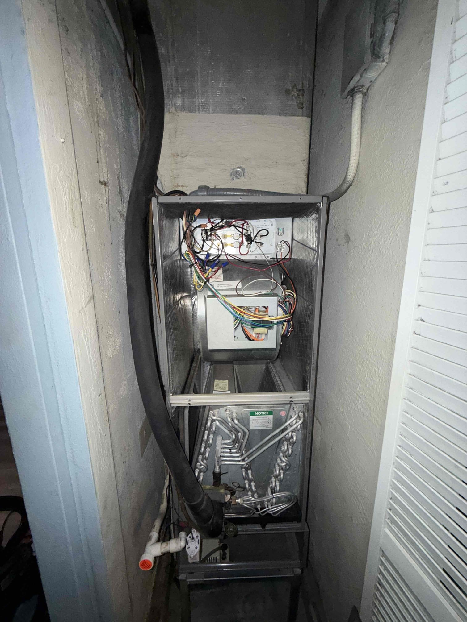 Performed in place coil cleaning. Cleaned coil the best we could without damaging it. If coils get heavily impacted again, we have to recommend a pull and clean instead of a clean in place. Advised client to change his filter asap. 