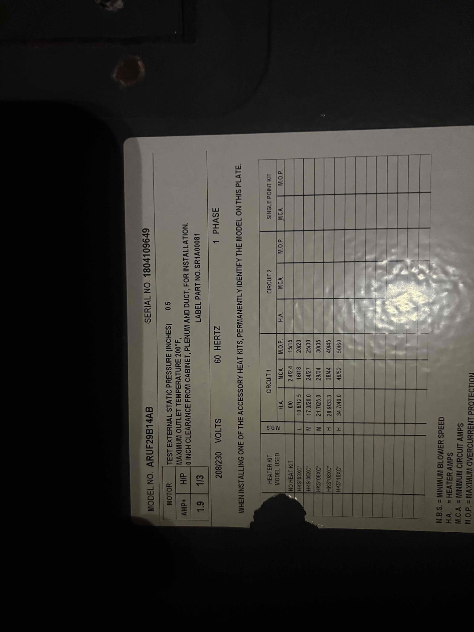 Installed new heater kit

Verified operations 

Unit is currently heating 

Removed diagnostic with repair (665$)