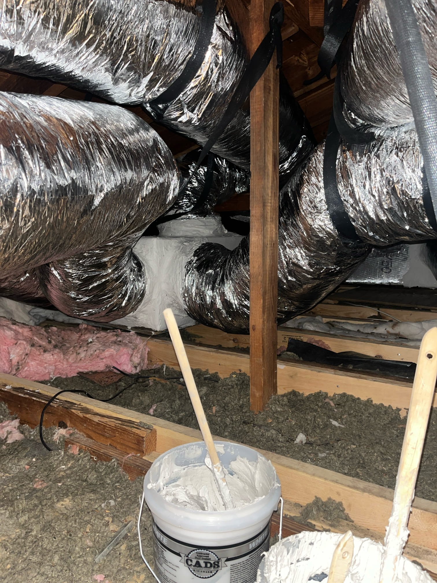 Install bath fan 
Remove Current Ductwork
Remove Registers/Boots
Duct Balancing & Layout
Install Supply Flex Runs (10)
Install Collars & Couplers
Cut Ins for Returns/Supplies (4)
Risers/plenums etc
Install All Insulated Boots
Install New Ceiling Grilles
Seal Ceiling Grills
Seal & Mastic All Ductwork
Strap All Ductwork
Permitting