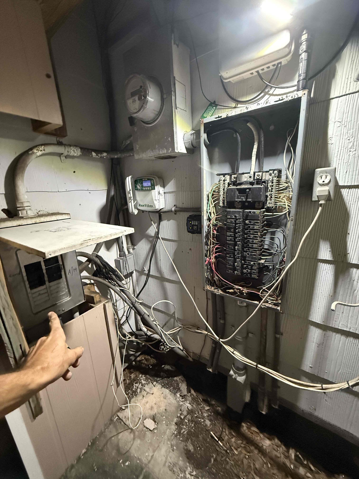 Upon my inspection, found condenser breaker was tripped. Reset breaker and checked compressor for amp draw and Ohms. Checked capacitor. Checked wiring. Condenser is running properly. If issue happens again, we recommend replacing the breaker. Breaker size will be changed to a 30amp to match the condenser maximum overcurrent protection rating of 30. System is cooling at this time with a 23° temperature split. 