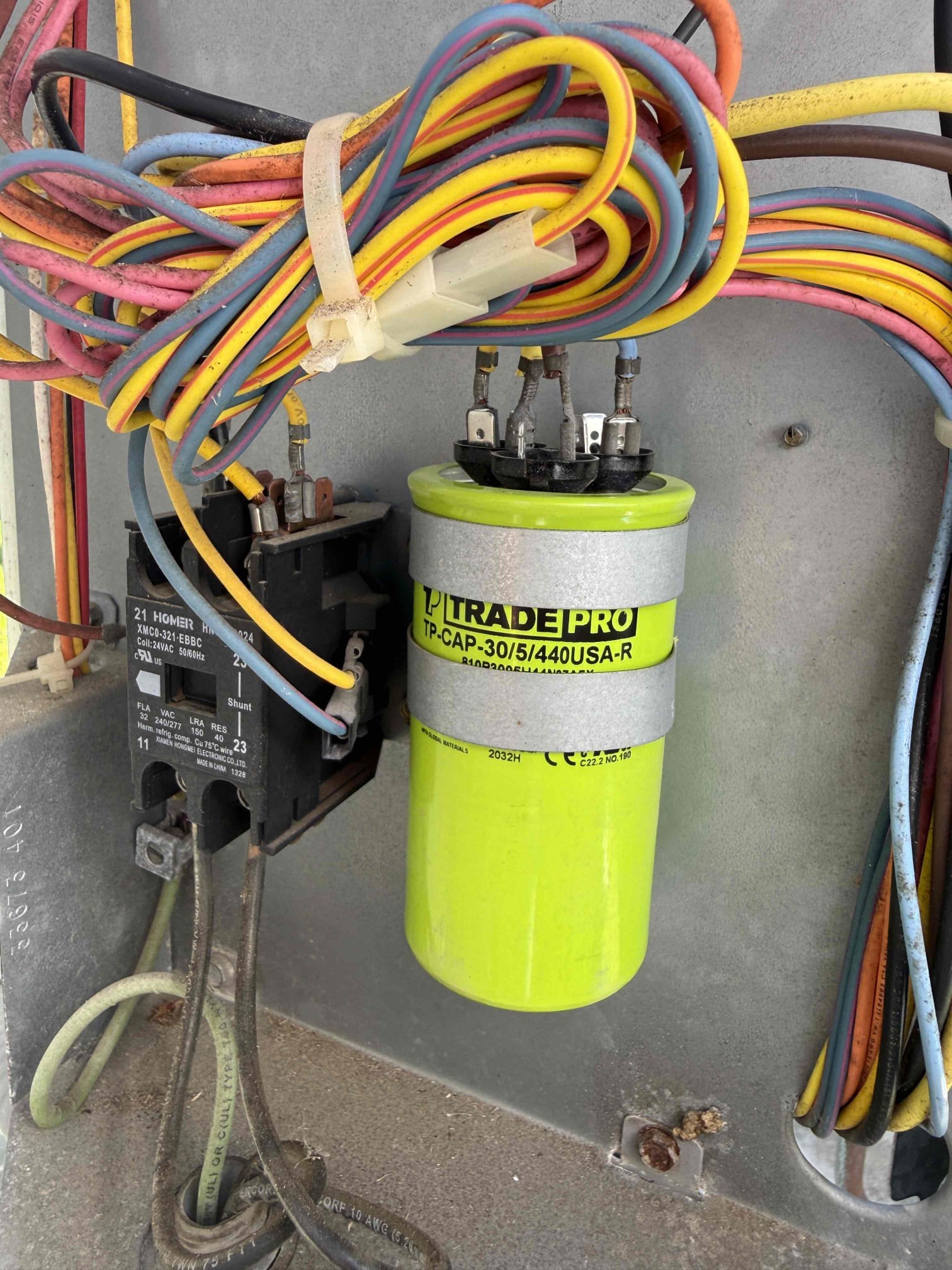 Replaced capacitor. Checked system #2 pressures and they are fine now. We did not add any refrigerant at this time and will check pressures again on next Maitenence. Air handler #2 is making a rattling noise when turned on. It is possible that the fan motor bearings are going bad which could also affect the pressures. We will double check everything on next Maitenence. Both systems are cooling at this time. 