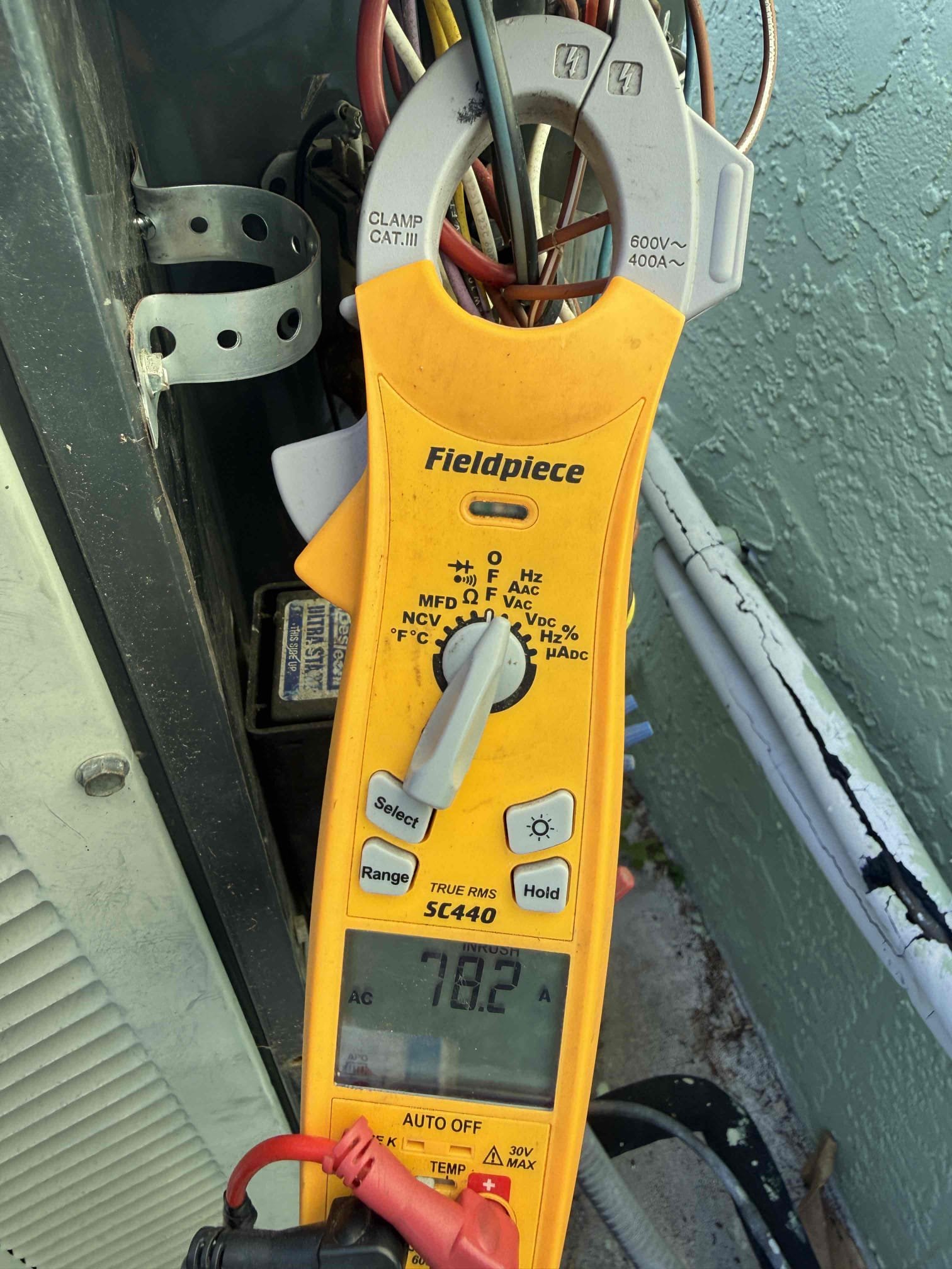 Upon my inspection, found two bad capacitors. Replaced both capacitors with one all in one capacitor. Texted compressor amp draw on start up and running. Compressor and fan motor are both operating within factory spec at this time. System has a 20° temperature split at this time. Recommended a Maitenence plan. Client would like to call us in spring for Maitenence. There is microbial growth inside the air handler unit and the evaporator coils are dirty. System is 18 years old and will likely need replacement in the near future. Client would like to get the most life out of this system at this time. 