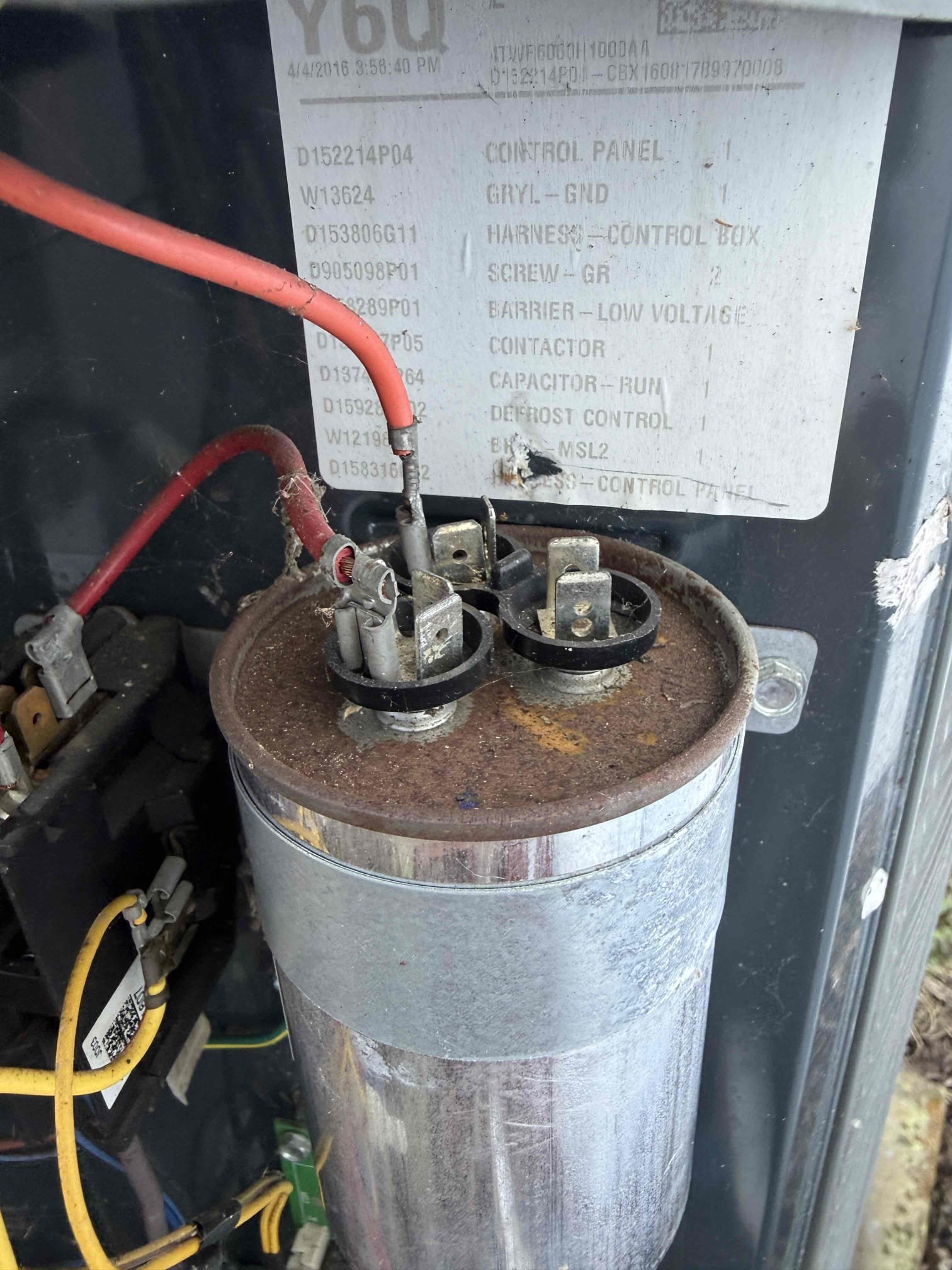 Performed Maitenence on system. Cleaned/treated drain line and primary drain pan. Cleaned condenser coils. Evaporator coils are clean. Verified safety float switch functionality. One safety switch is faulty. Replaced safety ss2 switch. Checked amp draw on compressor. Checked amp draw on fan motor. Checked capacitor is not within factory range. Replaced capacitor. Inspected Contactar. Made sure all connections are tight. System is cooling with a 20° temperature split at this time.