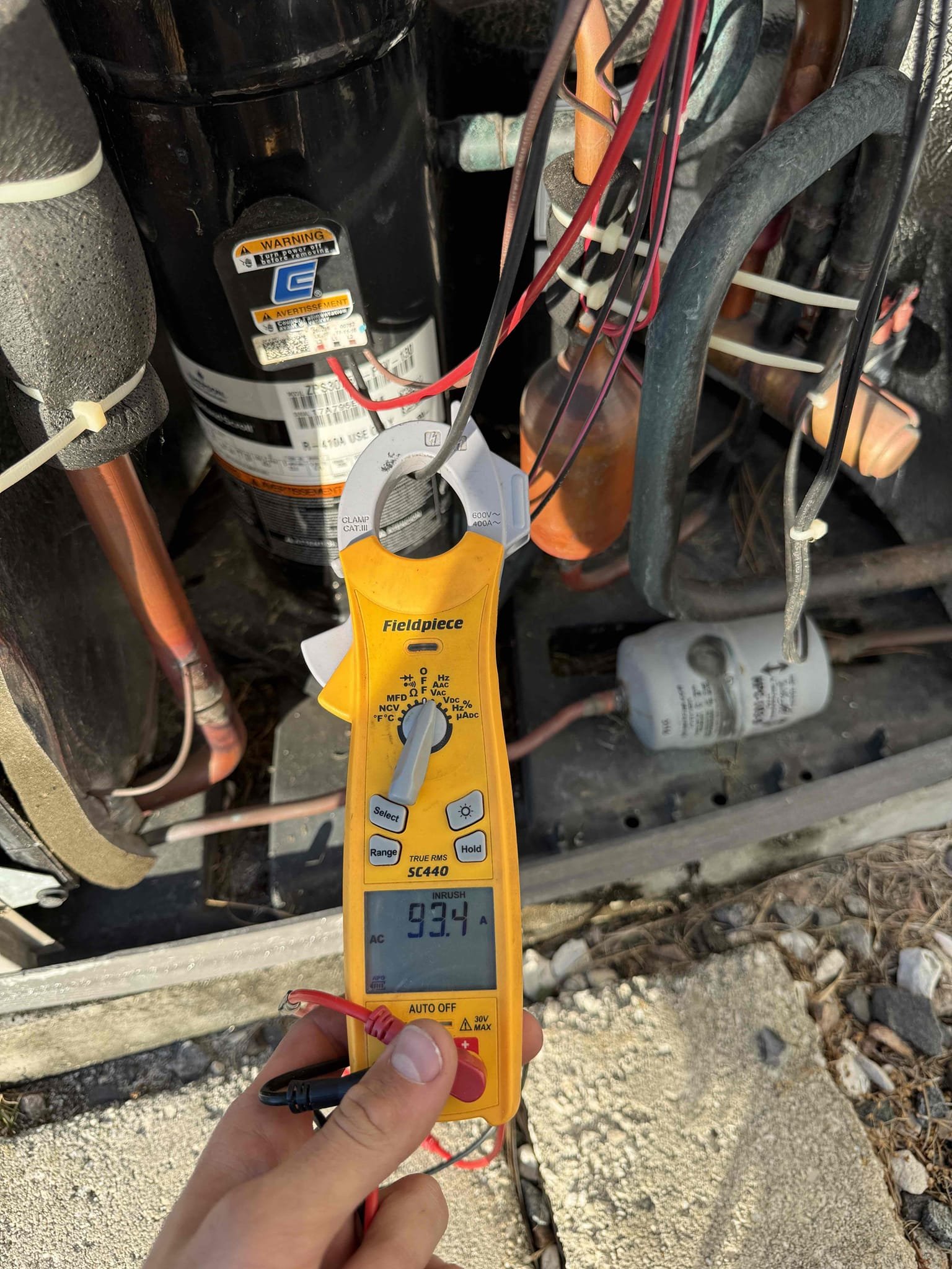 Performed Maitenence on system. Cleaned/treated drain line and primary drain pan. Cleaned condenser coils. Evaporator coils are clean. Verified safety float switch functionality. Checked amp draw on compressor. Checked amp draw on fan motor. Checked capacitor is not within factory range. Replaced capacitor. Inspected Contactar. Made sure all connections are tight. System is cooling with a 20° temperature split at this time.
Found a faulty UV system. Installed new uv system. 
Found primary safety switch was not wired in properly. Wired it back to the system complimentary. 
Indoor fan motor is vibrating abnormally and is at risk of failure. 
Compressor amp draw on start up is over amping. Compressor is at risk of failure as well. 
Advised client to start prepare for a new system install. 