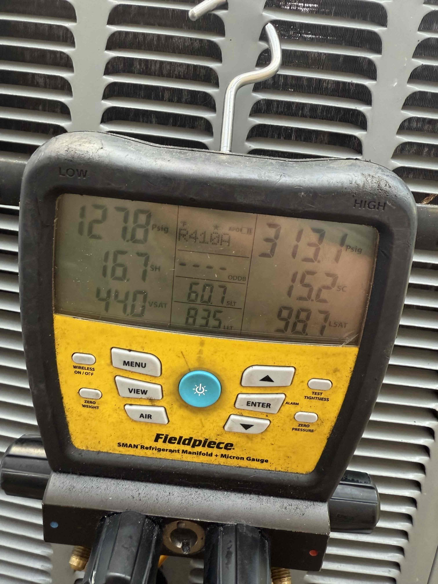 Replace warranty compressor, plug, and filter dryer. Pressure test and pull vacuum to remove impurities. Weighed in refrigerant back to factory specs. Performed coil chemical cleaning for air handler. Clear pan and drain. Install new filter. Unit cooling properly at this time. 